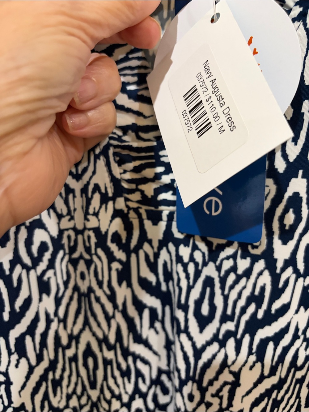 La mer luxe Sleeveless Navy & White Printed Shift Dress.Size Medium NWT - Picture 3 of 5